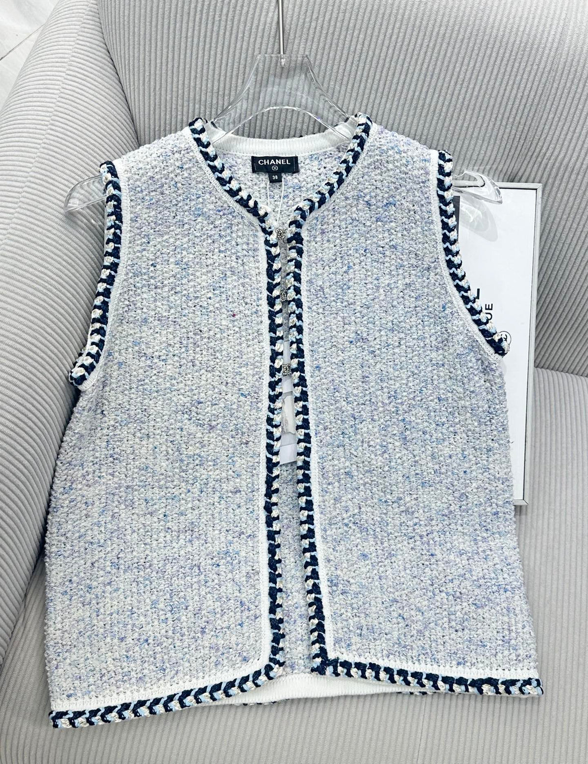 CC 26 Knitted Vest Jacket Light Blue in Wool 387495