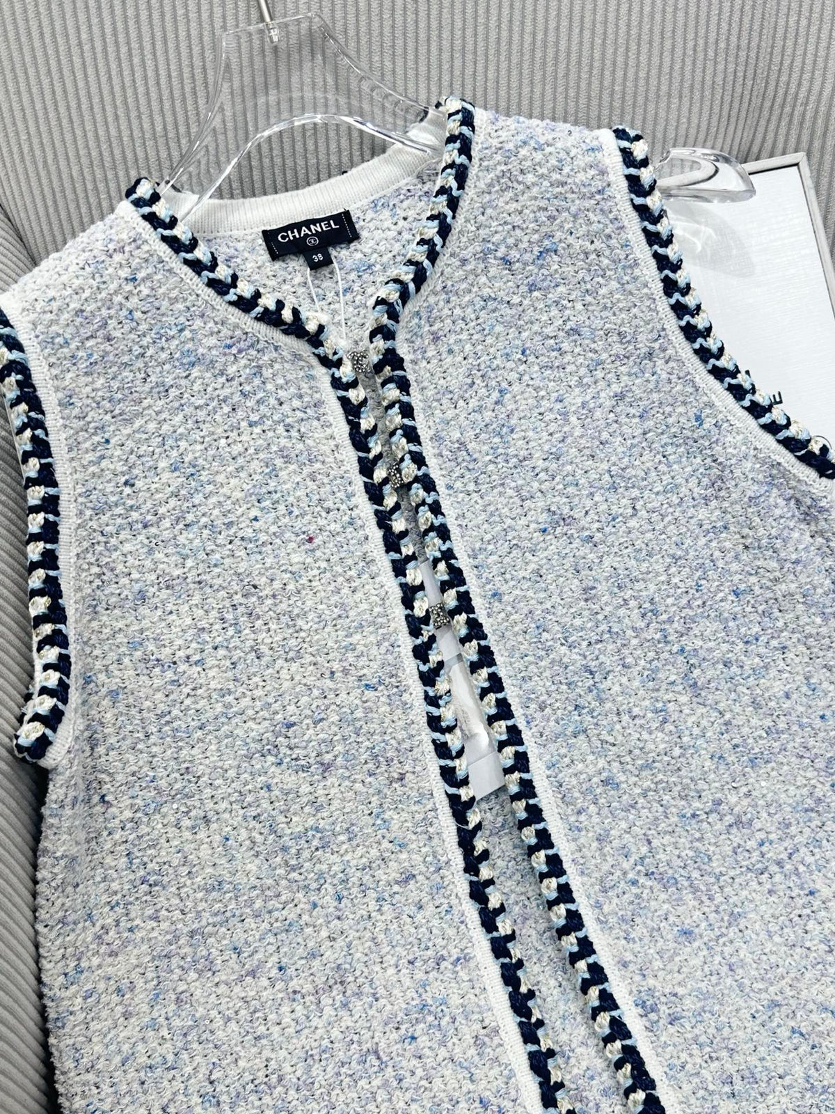 CC 26 Knitted Vest Jacket Light Blue in Wool 387495