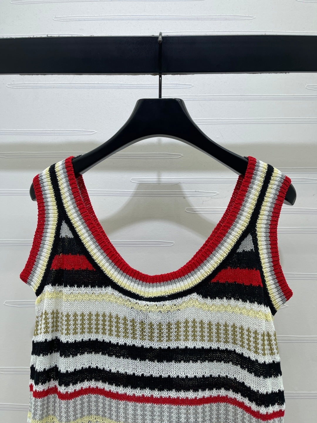 CC 26 Striped Knit Vest with Tie-up Detail in Nitrile Cotton 389152
