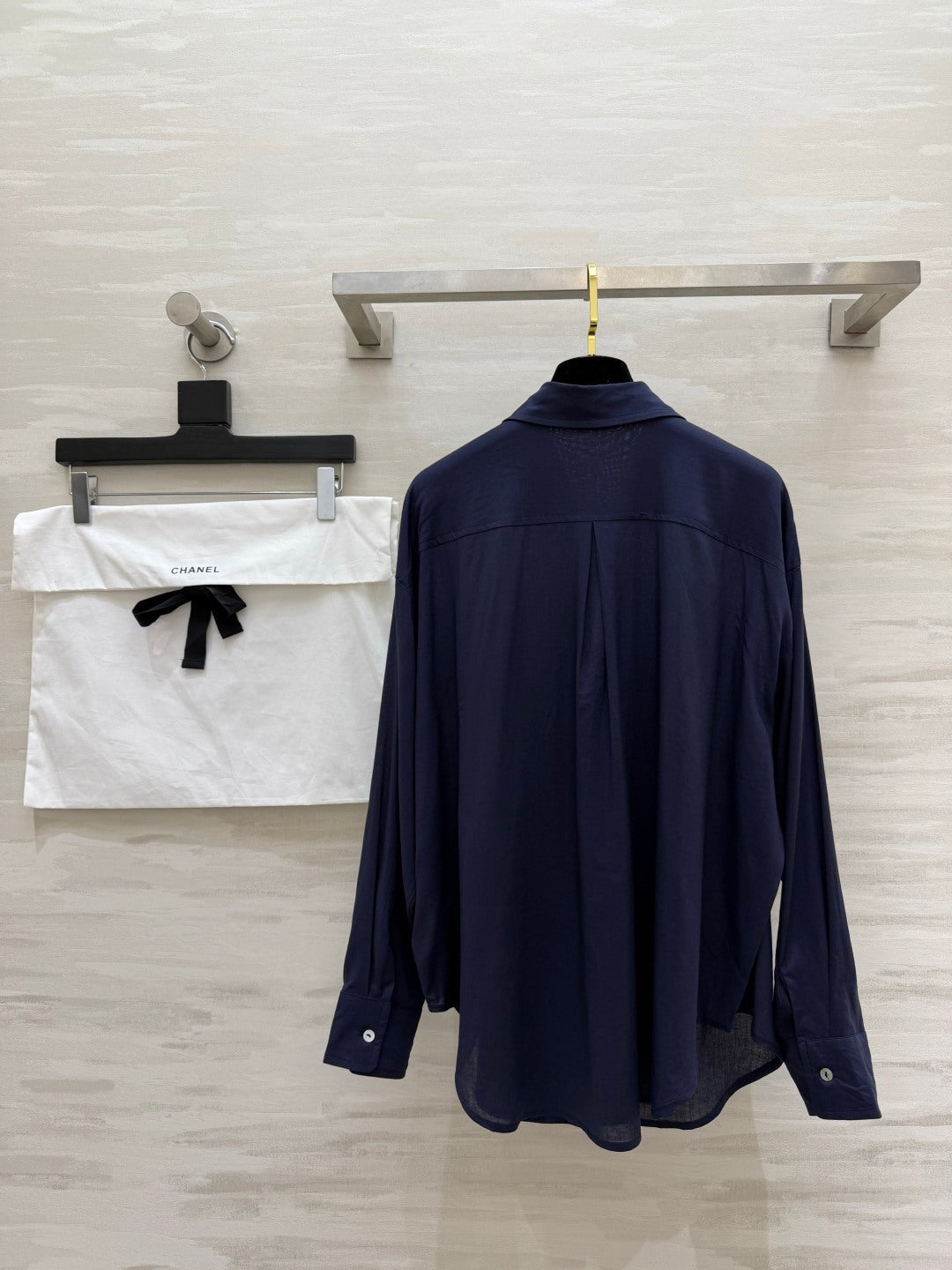 CC 26 Breeze Shirt Navy Blue in Cotton-linen Fabric 388728