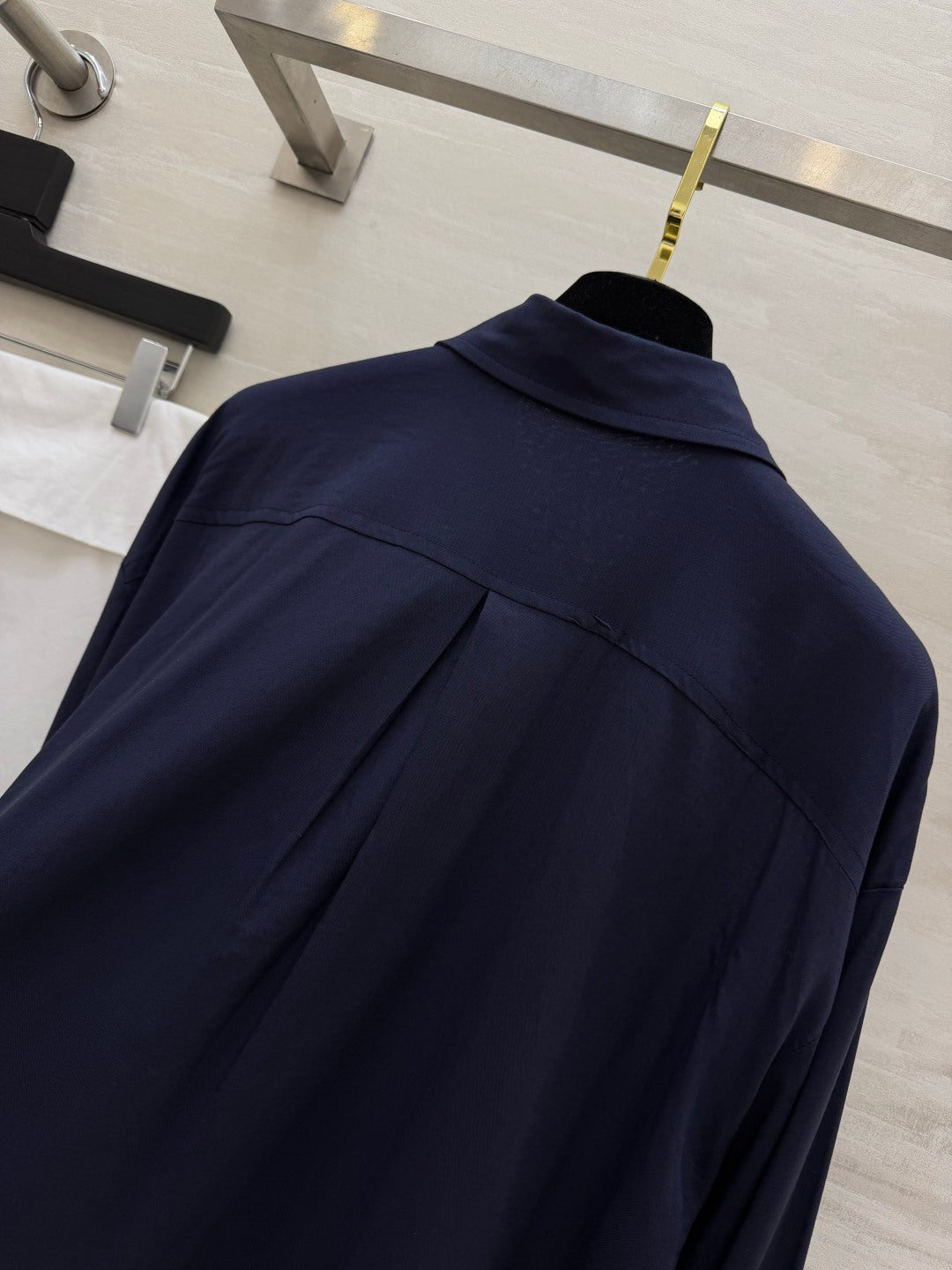 CC 26 Breeze Shirt Navy Blue in Cotton-linen Fabric 388728