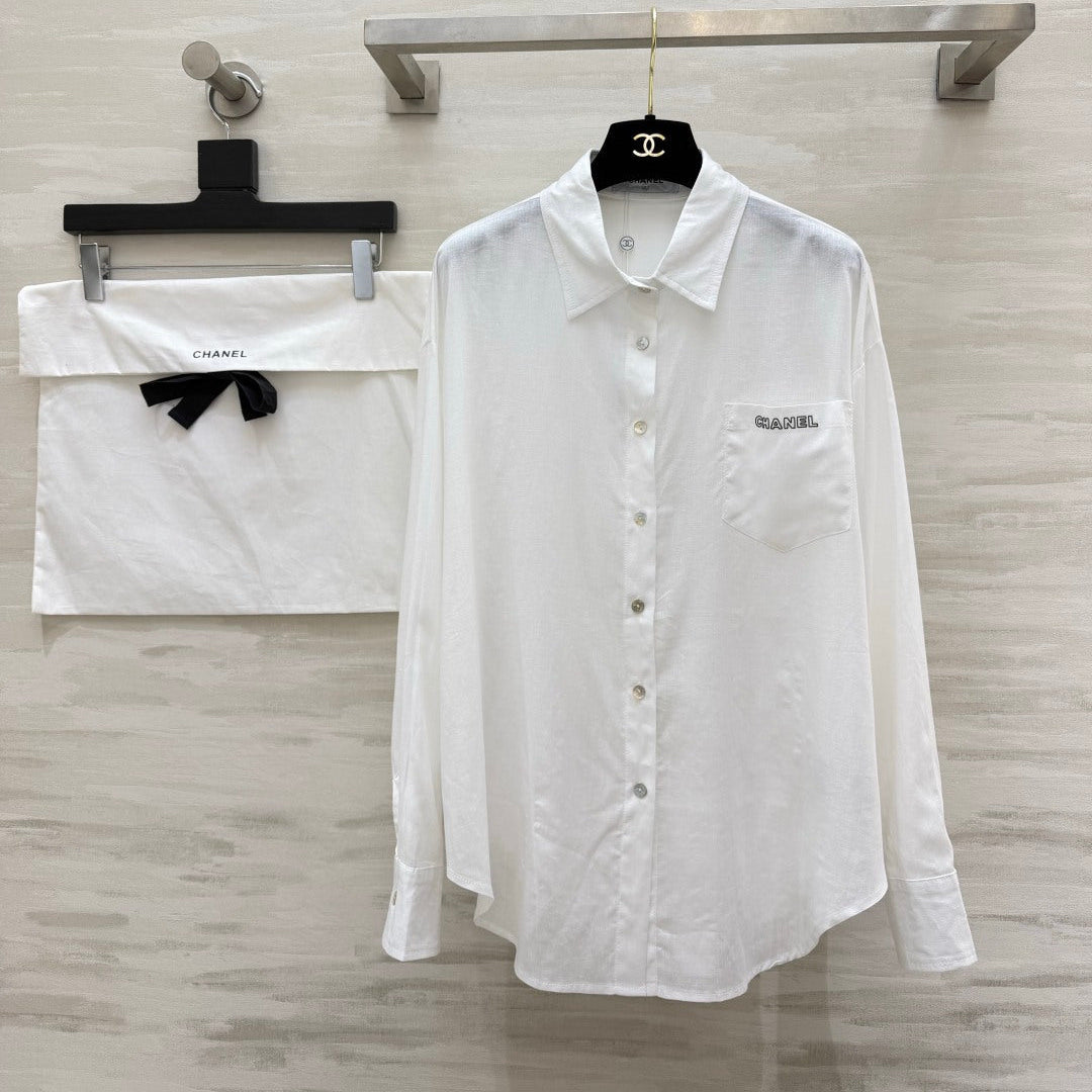 CC 26 Breeze Shirt White in Cotton-linen Fabric 388723