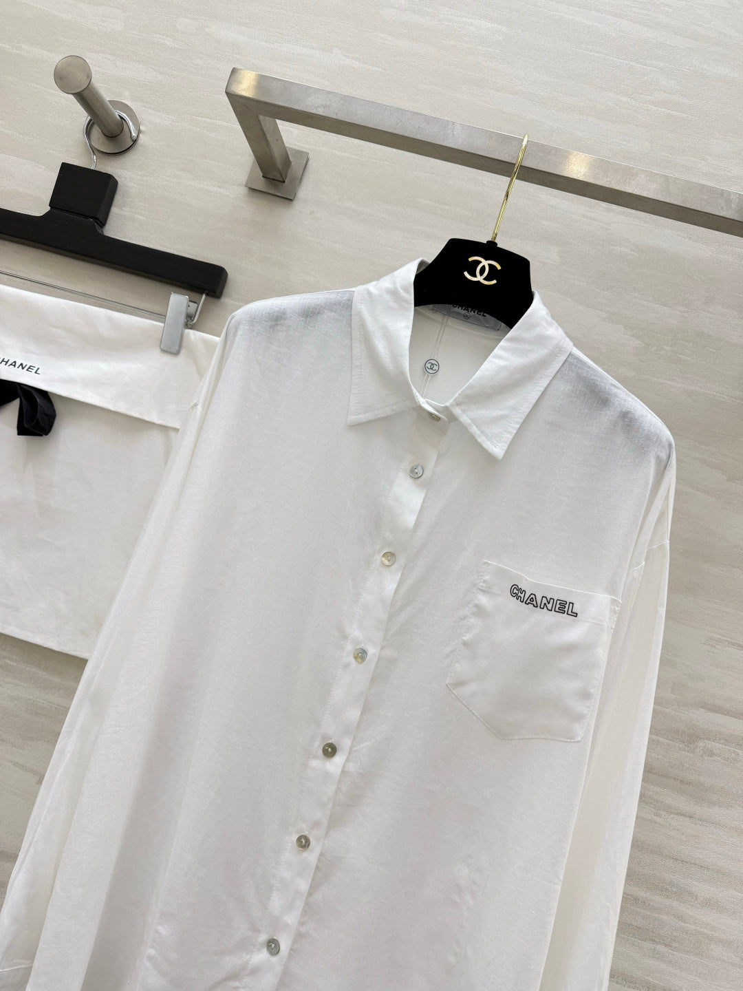 CC 26 Breeze Shirt White in Cotton-linen Fabric 388723