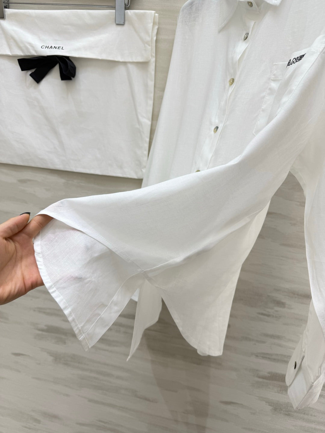 CC 26 Breeze Shirt White in Cotton-linen Fabric 388723