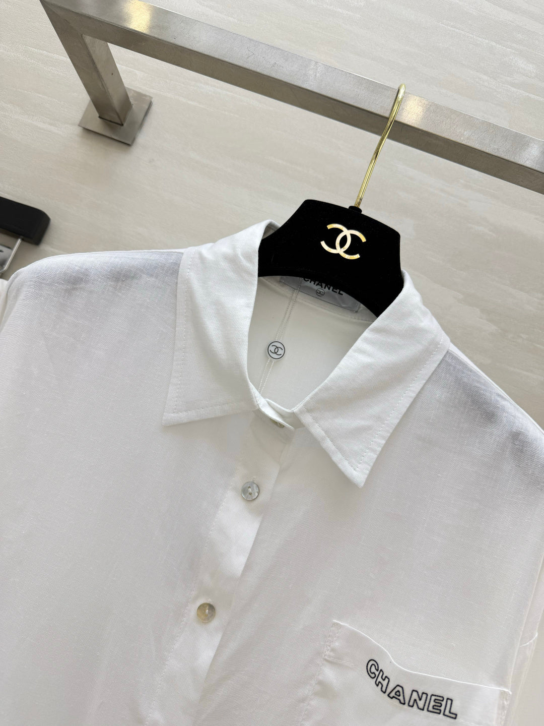 CC 26 Breeze Shirt White in Cotton-linen Fabric 388723