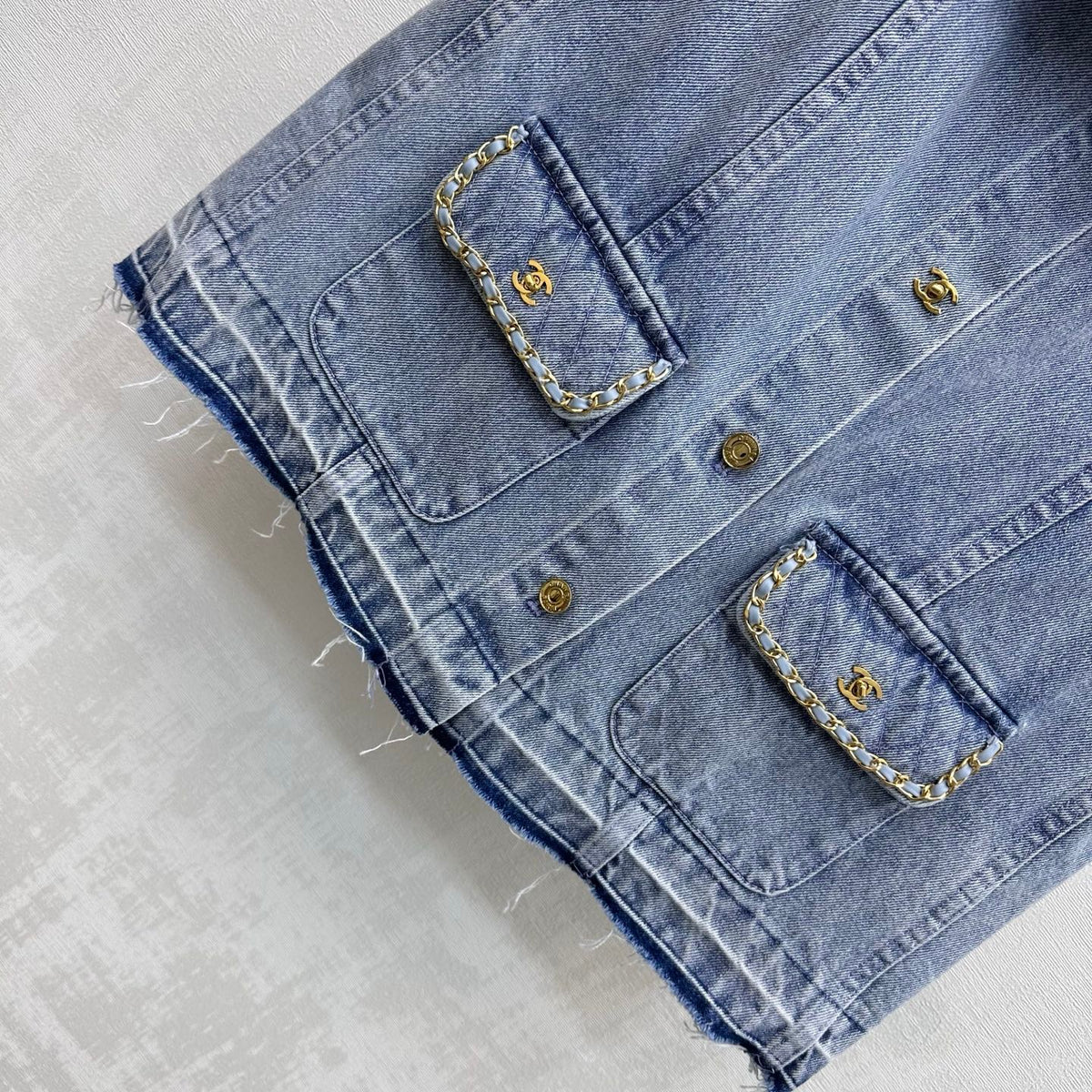CC 26 Tassel-Edge Denim Vest Blue in Cotton 389543