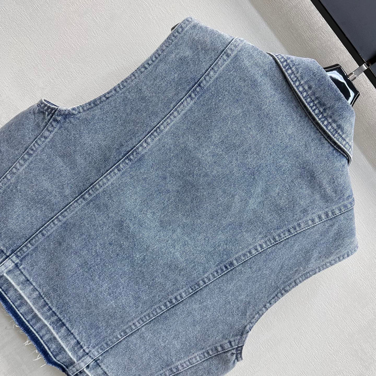 CC 26 Tassel-Edge Denim Vest Blue in Cotton 389543