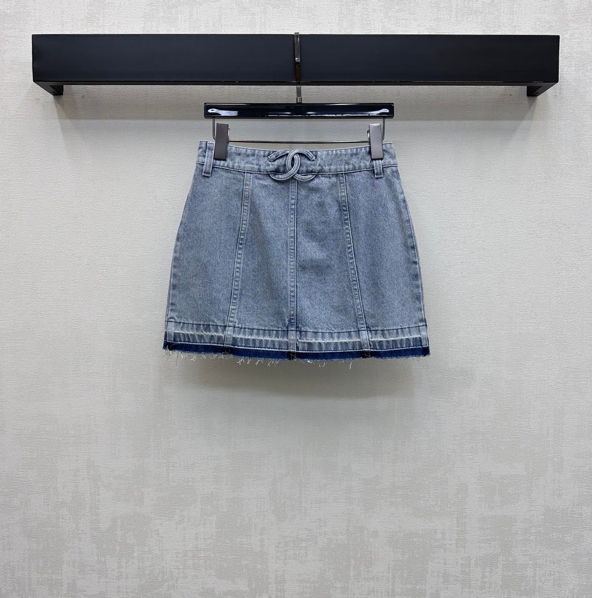 CC 26 Fringe-Edge Denim Midi Skirt Blue in Cotton 389542