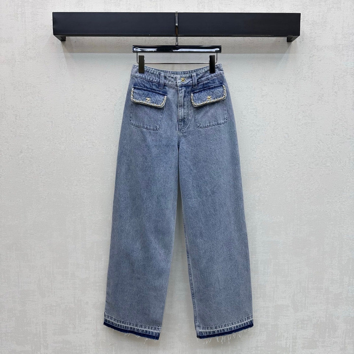 CC 26 Fringe-Edge Denim Pants Blue in Cotton 389540