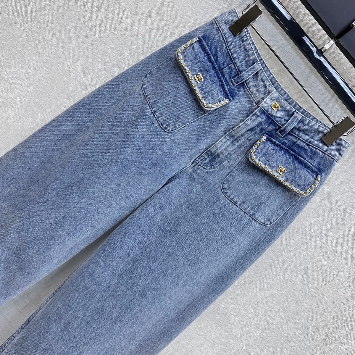 CC 26 Fringe-Edge Denim Pants Blue in Cotton 389540