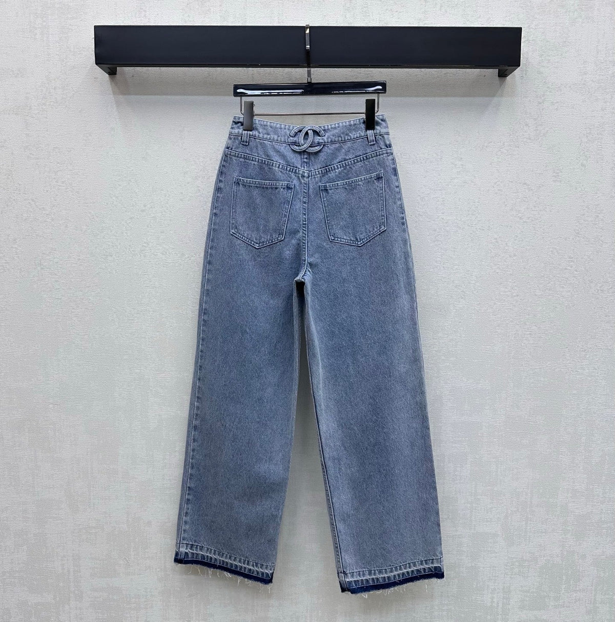 CC 26 Fringe-Edge Denim Pants Blue in Cotton 389540