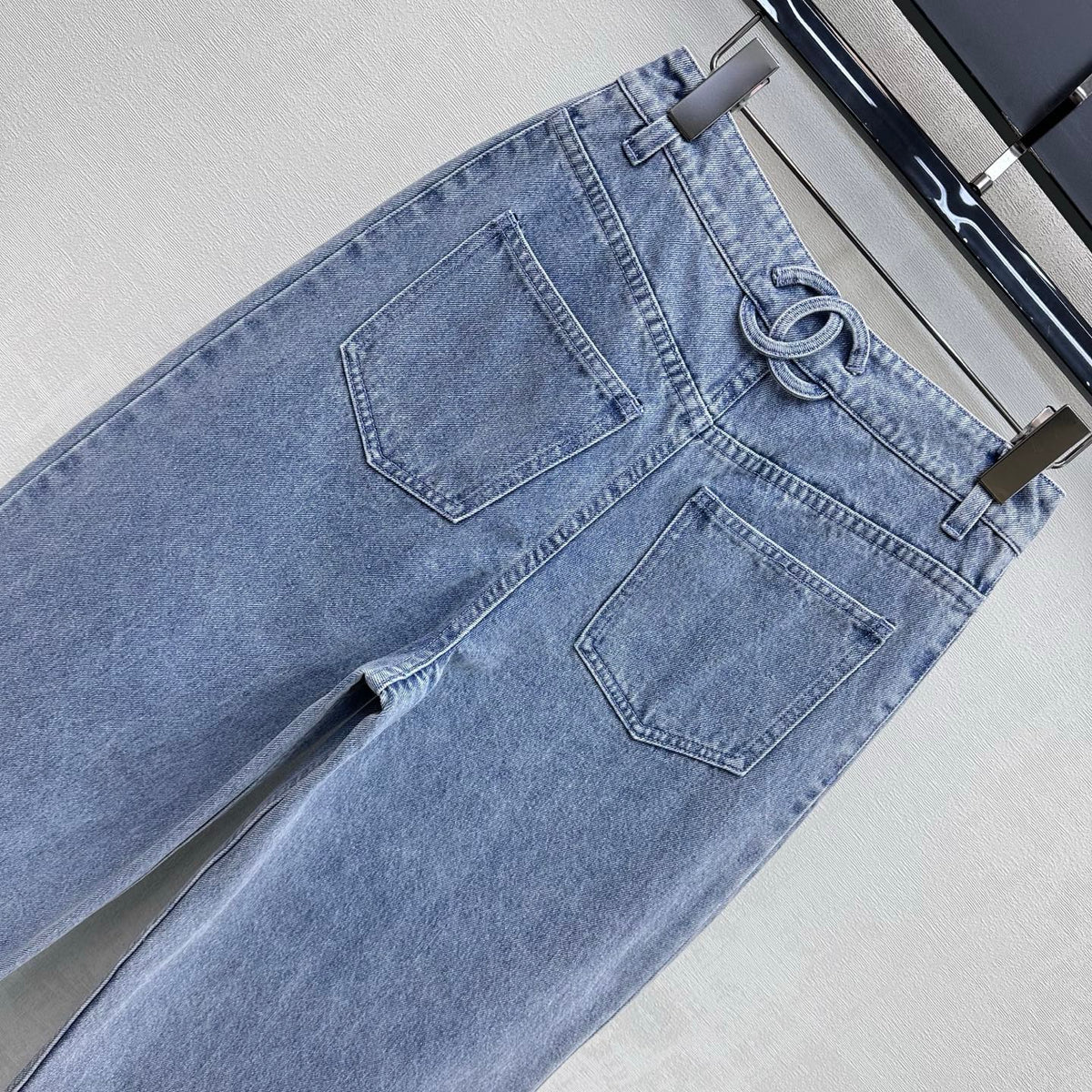 CC 26 Fringe-Edge Denim Pants Blue in Cotton 389540