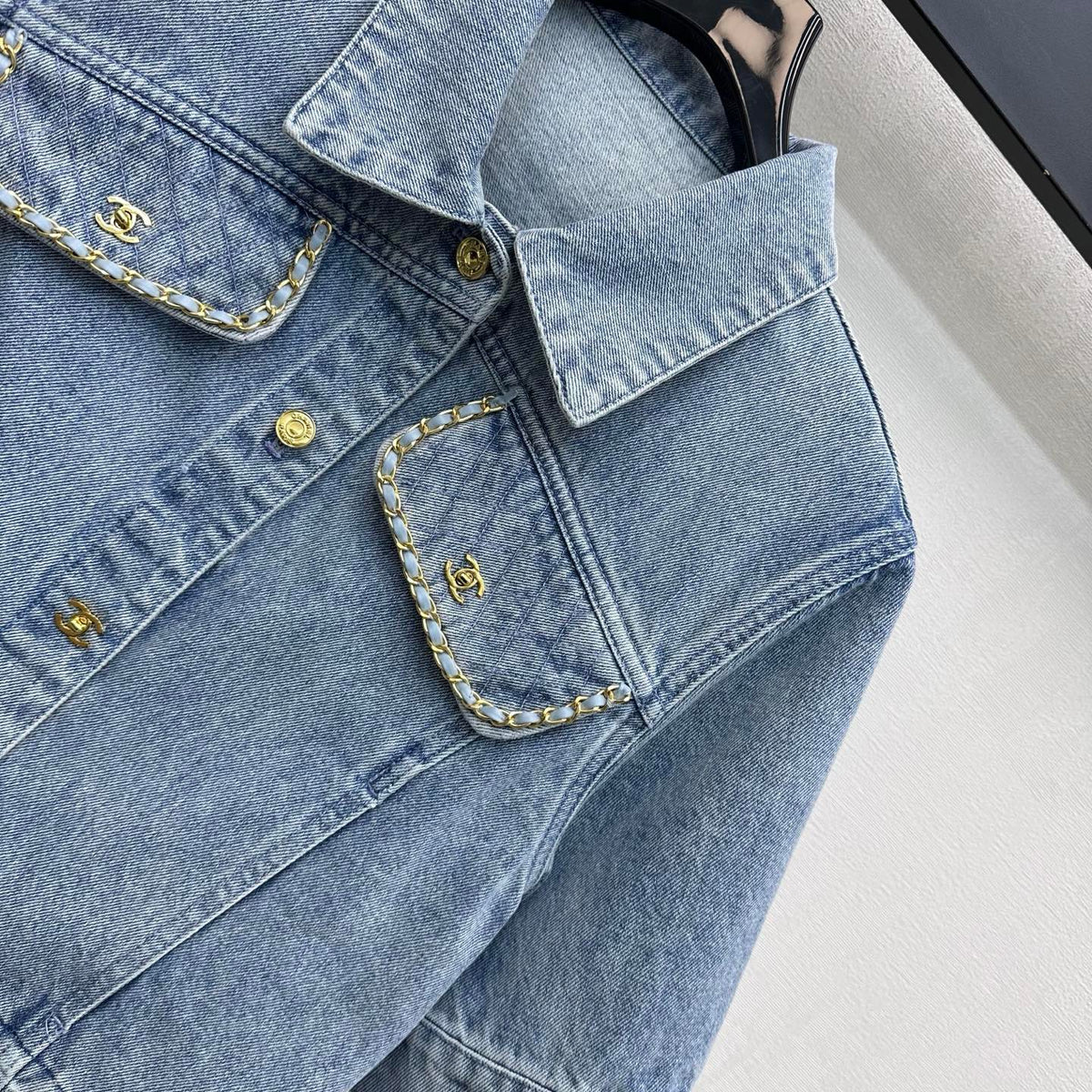CC 26 Fringed Denim Shirt in Cotton 389537