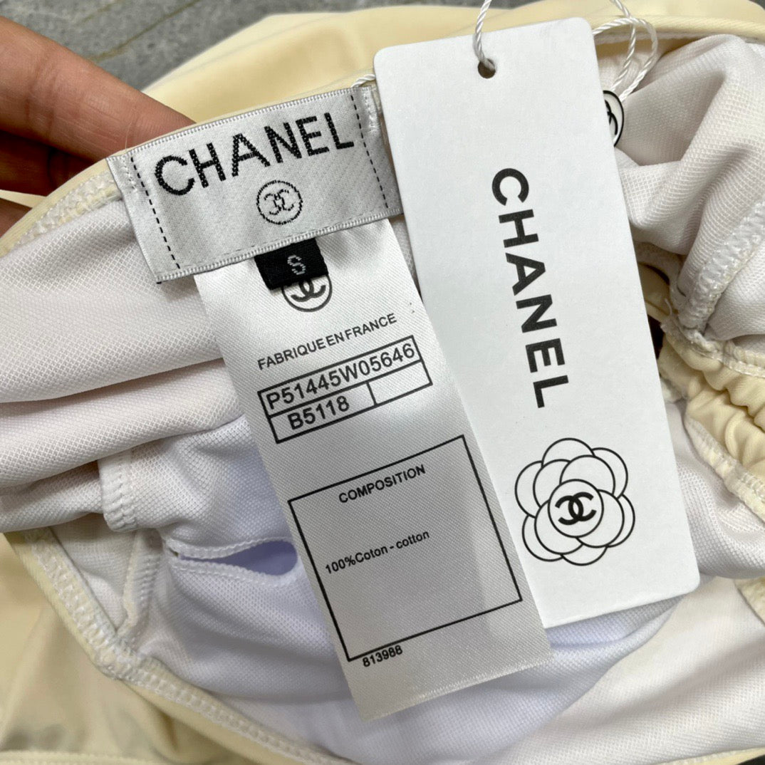 CC One-Piece Bikini in Off White with Drawstring Detail