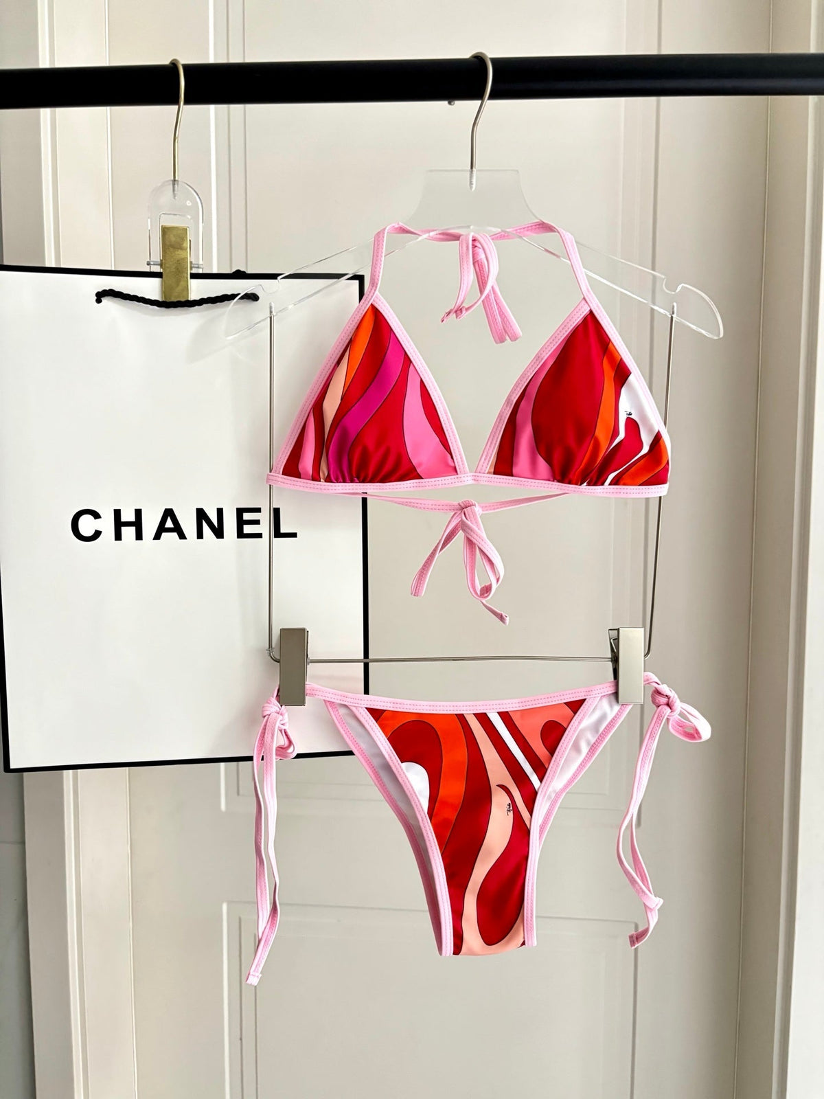 Pucci 3-Piece Swimwear Set Pink Orange Marmo Print 240266