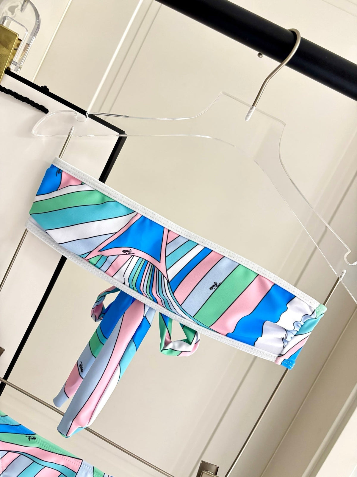 Pucci 3-Piece Swimwear Set Blue Pink Green Marmo Print 240264