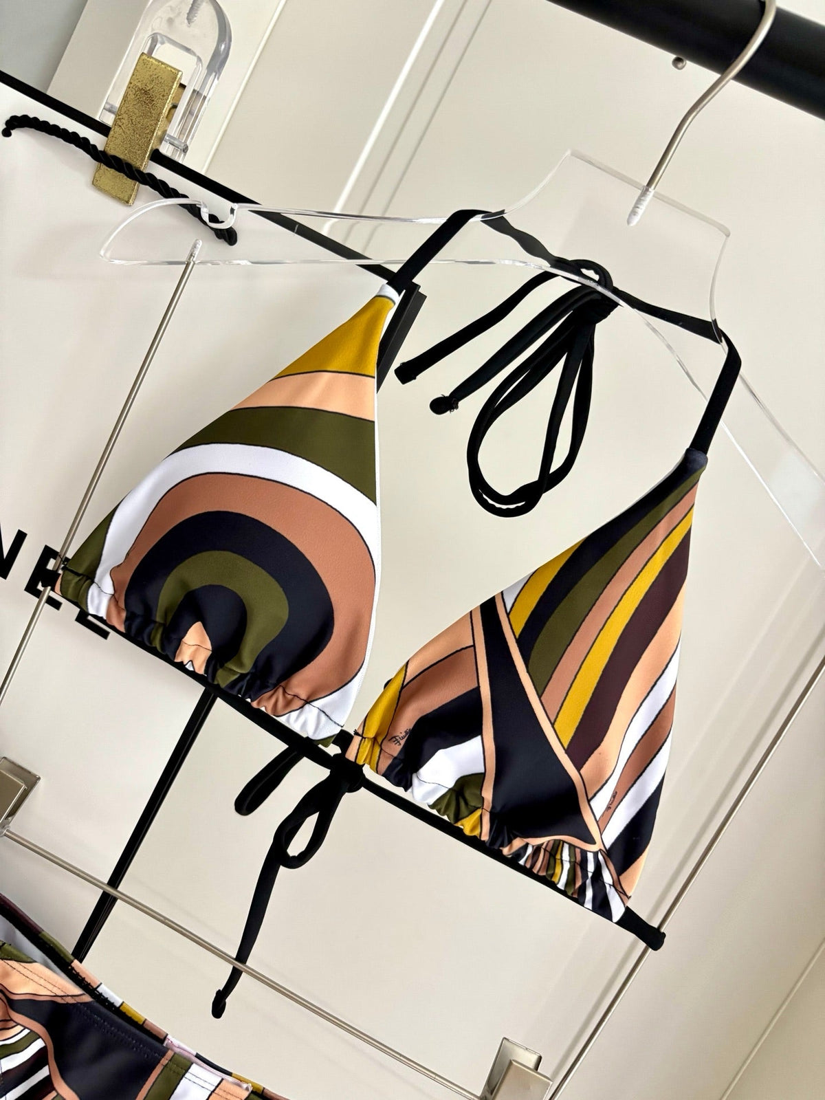 Pucci 3-Piece Swimwear Set Khaki Black White Marmo Print 228095