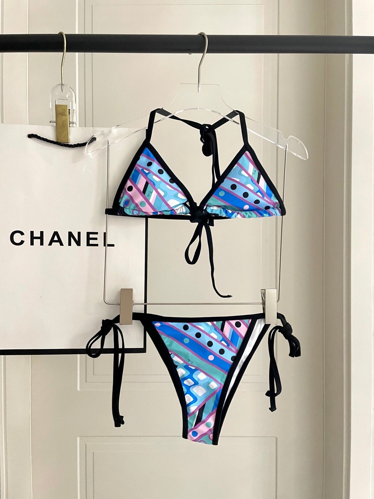 Pucci 3-Piece Swimwear Set Blue Pink Green Marmo Print 149631