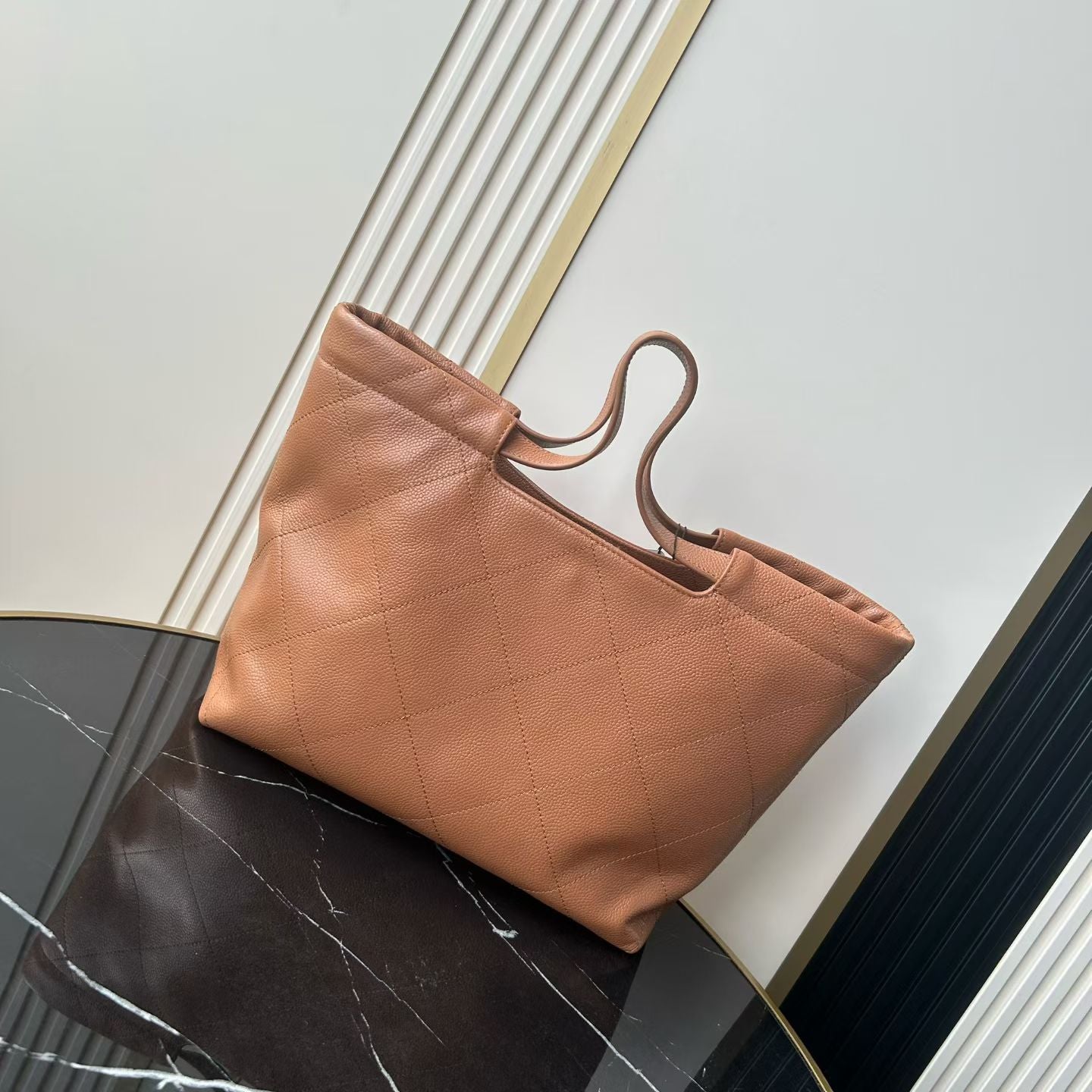 CC 26P Preppy Tote Bag 30cm Brown Grained Calfskin