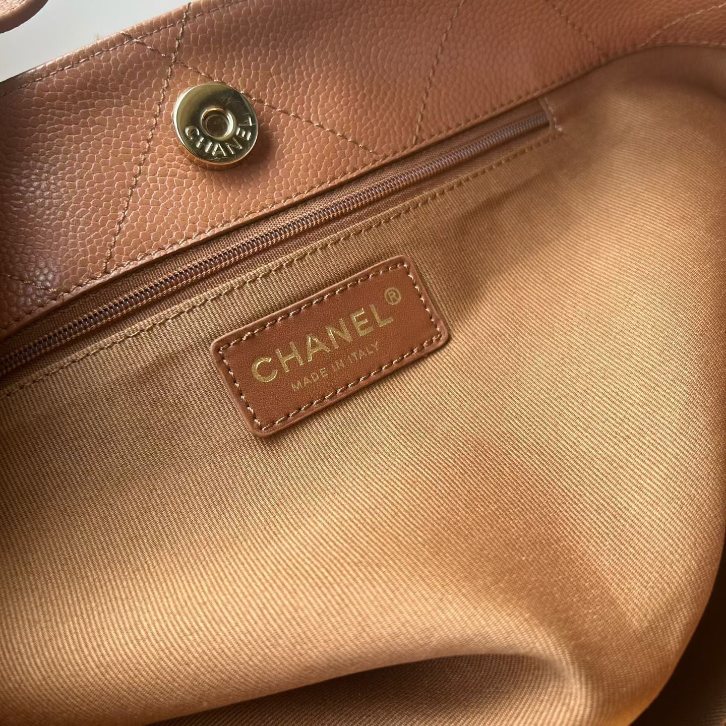 CC 26P Preppy Tote Bag 30cm Brown Grained Calfskin