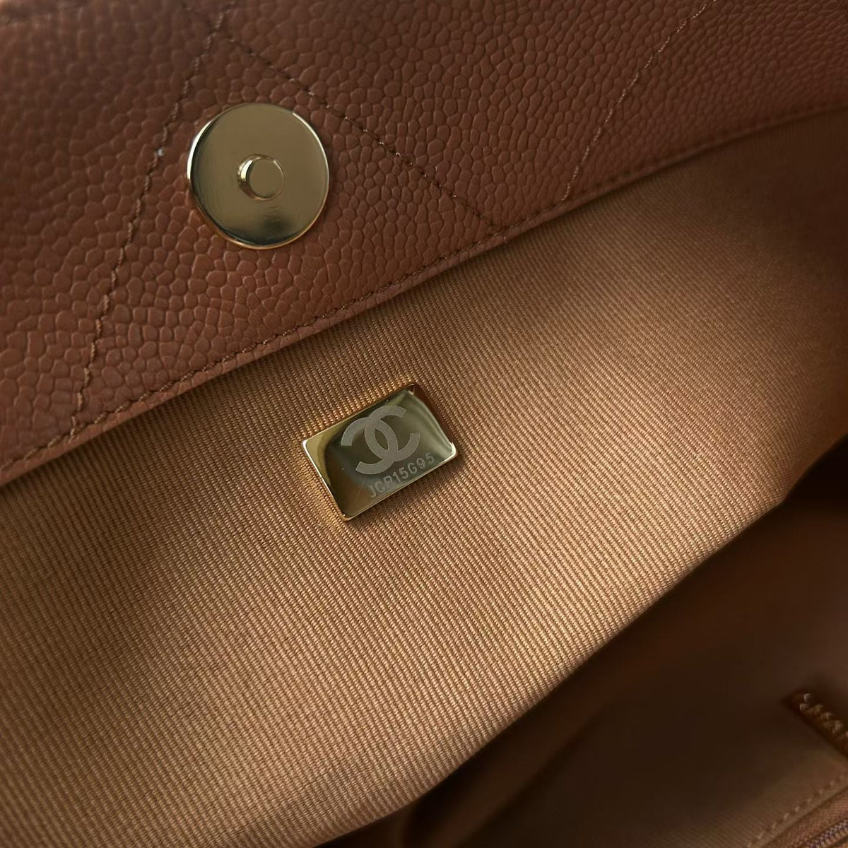 CC 26P Preppy Tote Bag 30cm Brown Grained Calfskin