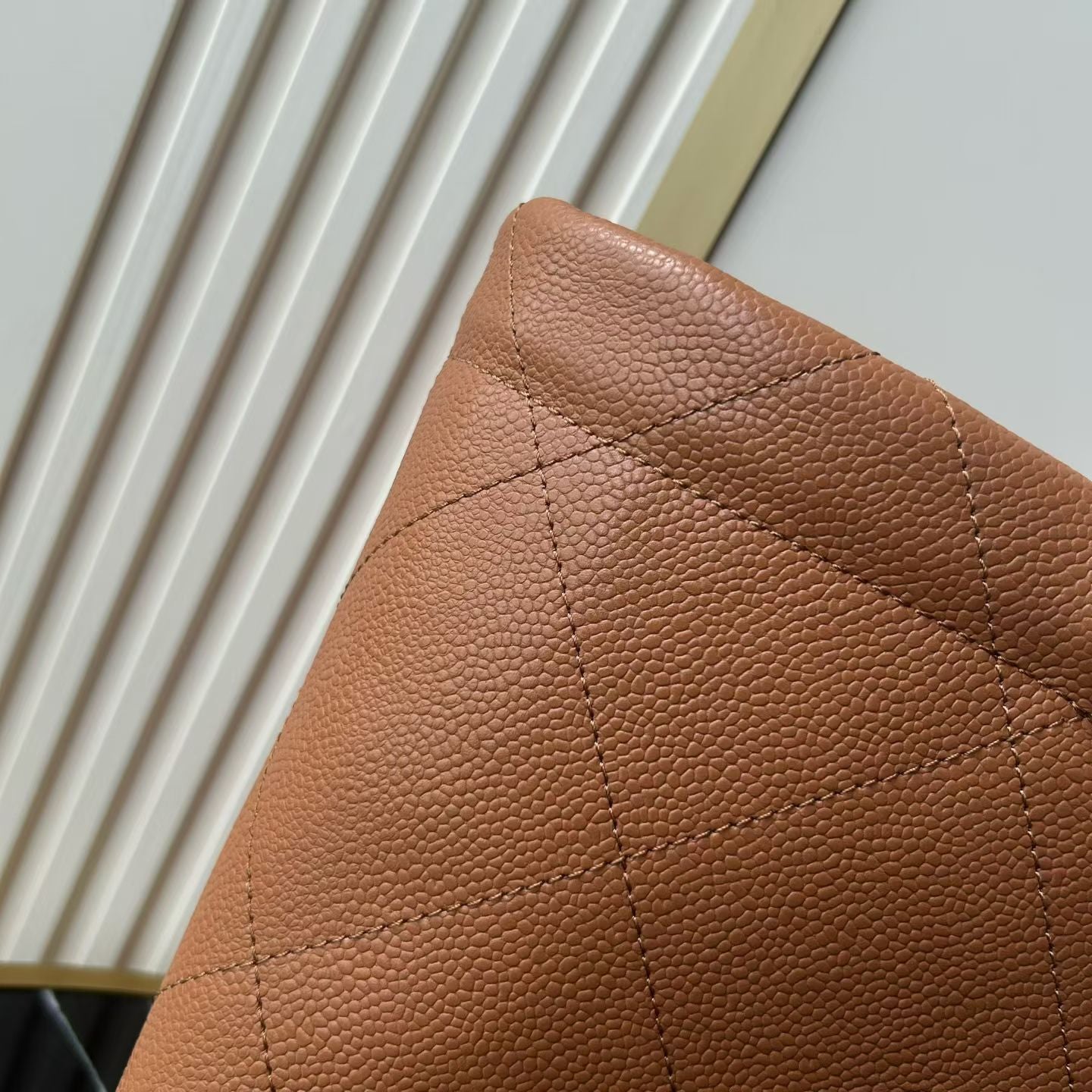 CC 26P Preppy Tote Bag 30cm Brown Grained Calfskin