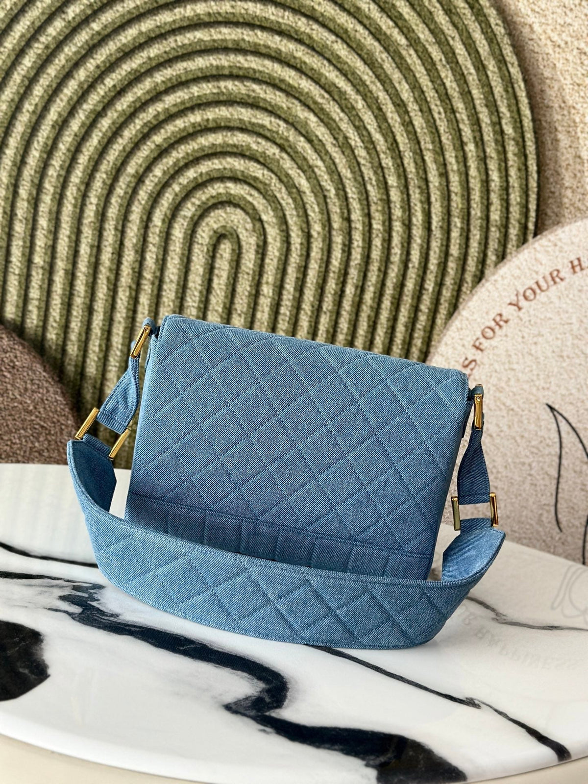 CC Classic Flap Bag 25.5cm Blue Quilted Denim