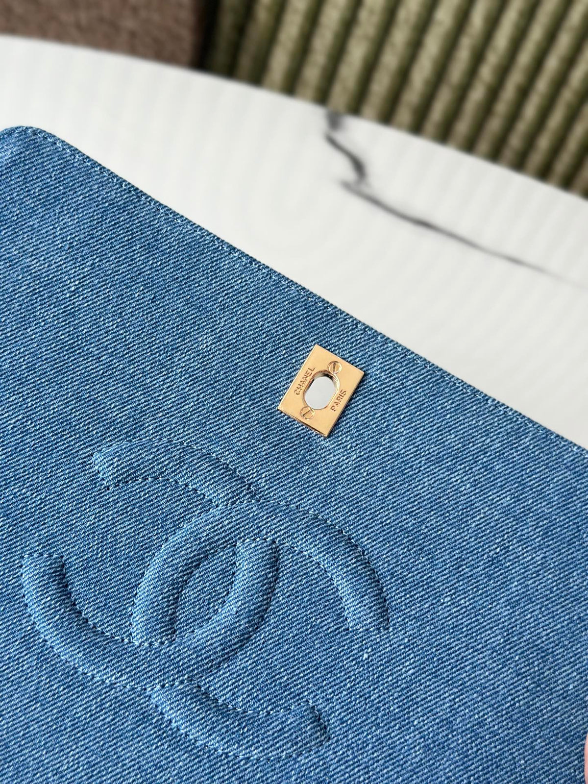 CC Classic Flap Bag 25.5cm Blue Quilted Denim