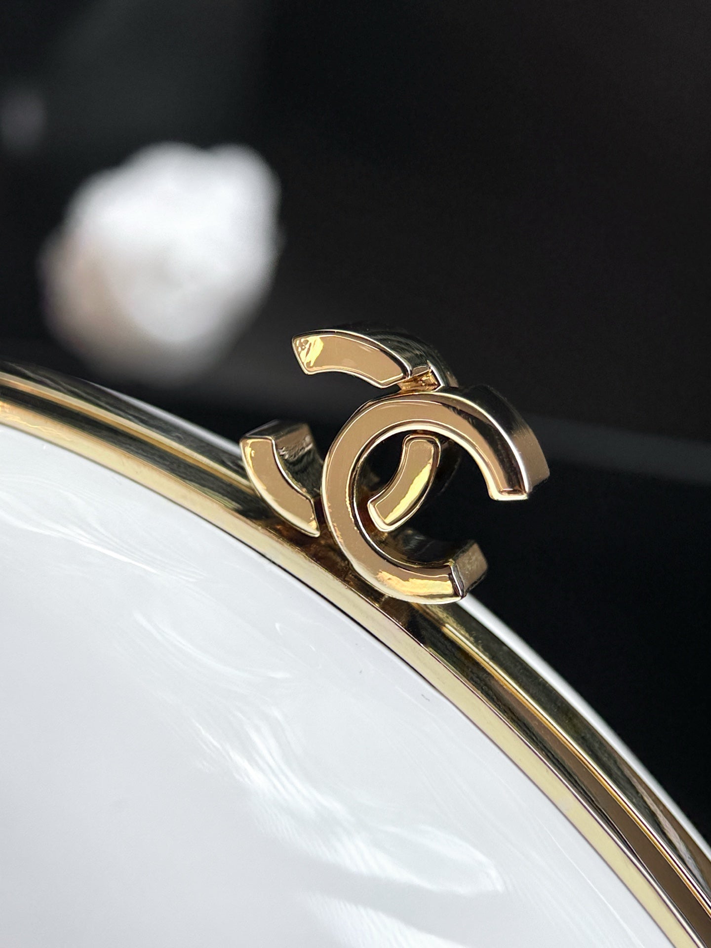CC 26S Egg Minaudière Pearly 29cm White Composite