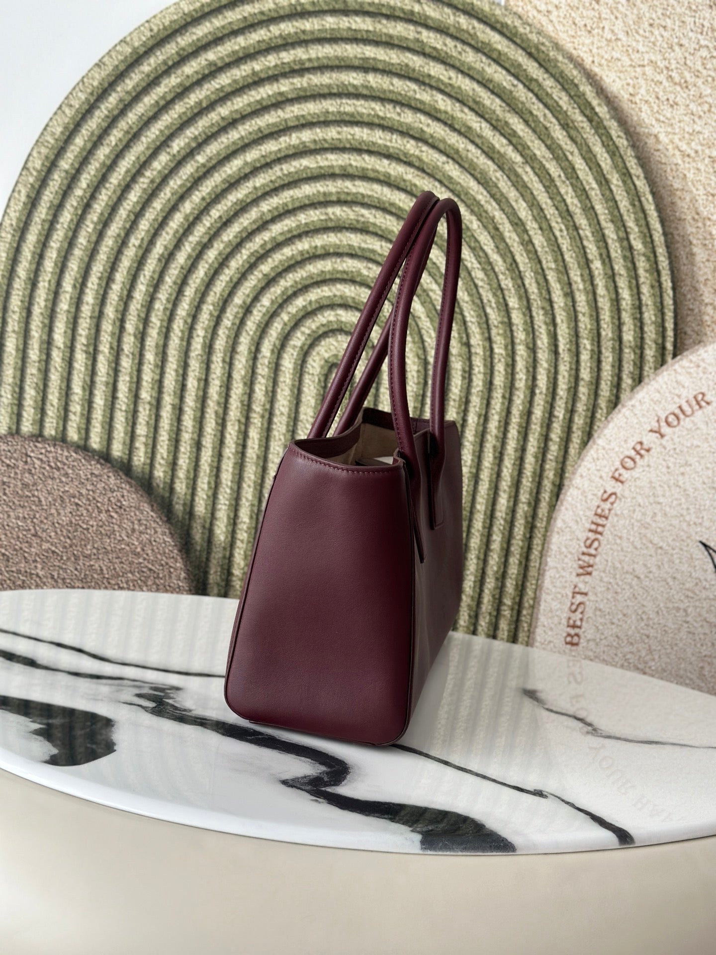 CC Handle Shopping Tote 39cm Burgundy Calfskin