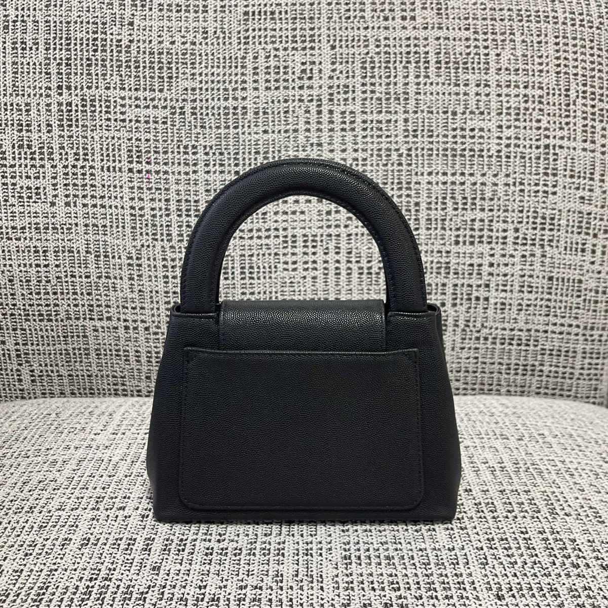 CC Vintage Mini Kelly Handbag 25cm Black Caviar Leather