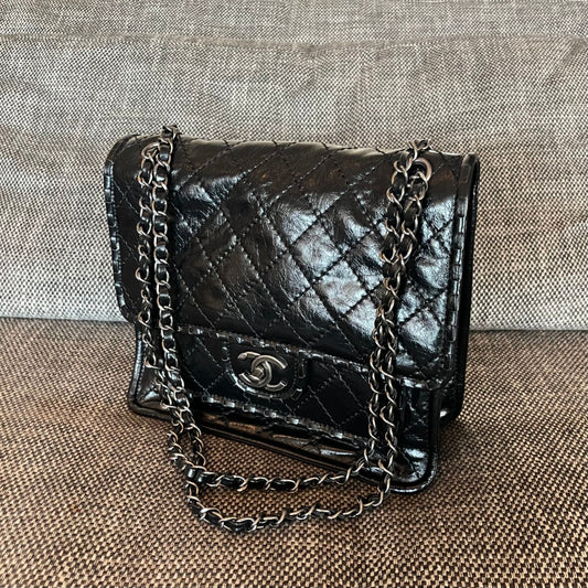 CC Vintage CC Flap Bag 26cm Black Synthetic Leather