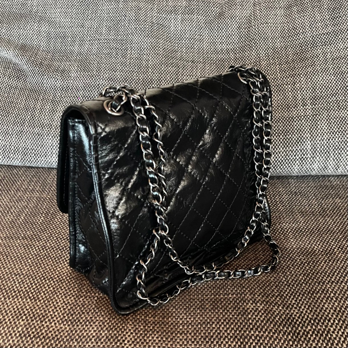 CC Vintage CC Flap Bag 26cm Black Synthetic Leather