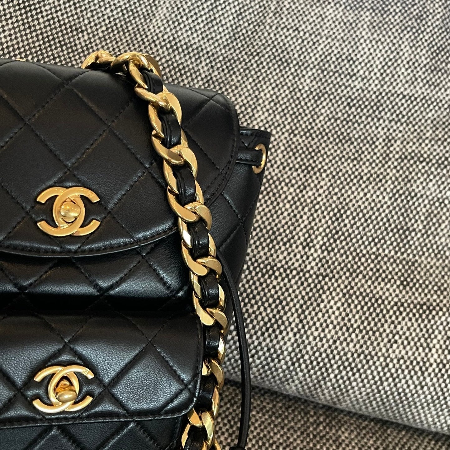 CC Mini Duma Backpack 21cm Black Lambskin
