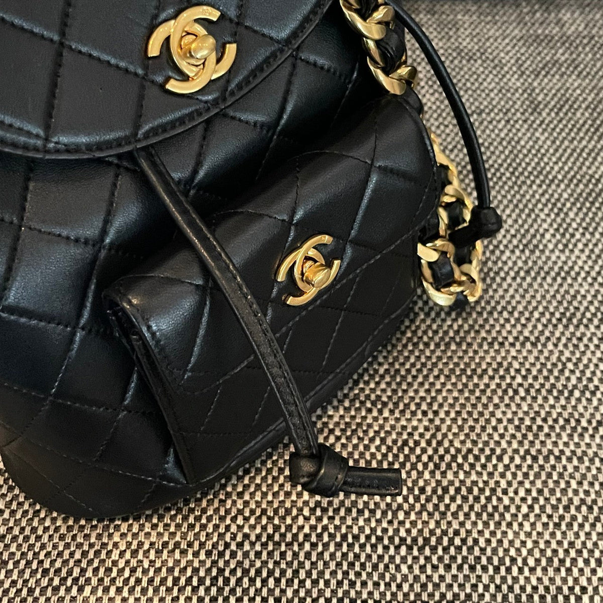 CC Mini Duma Backpack 21cm Black Lambskin