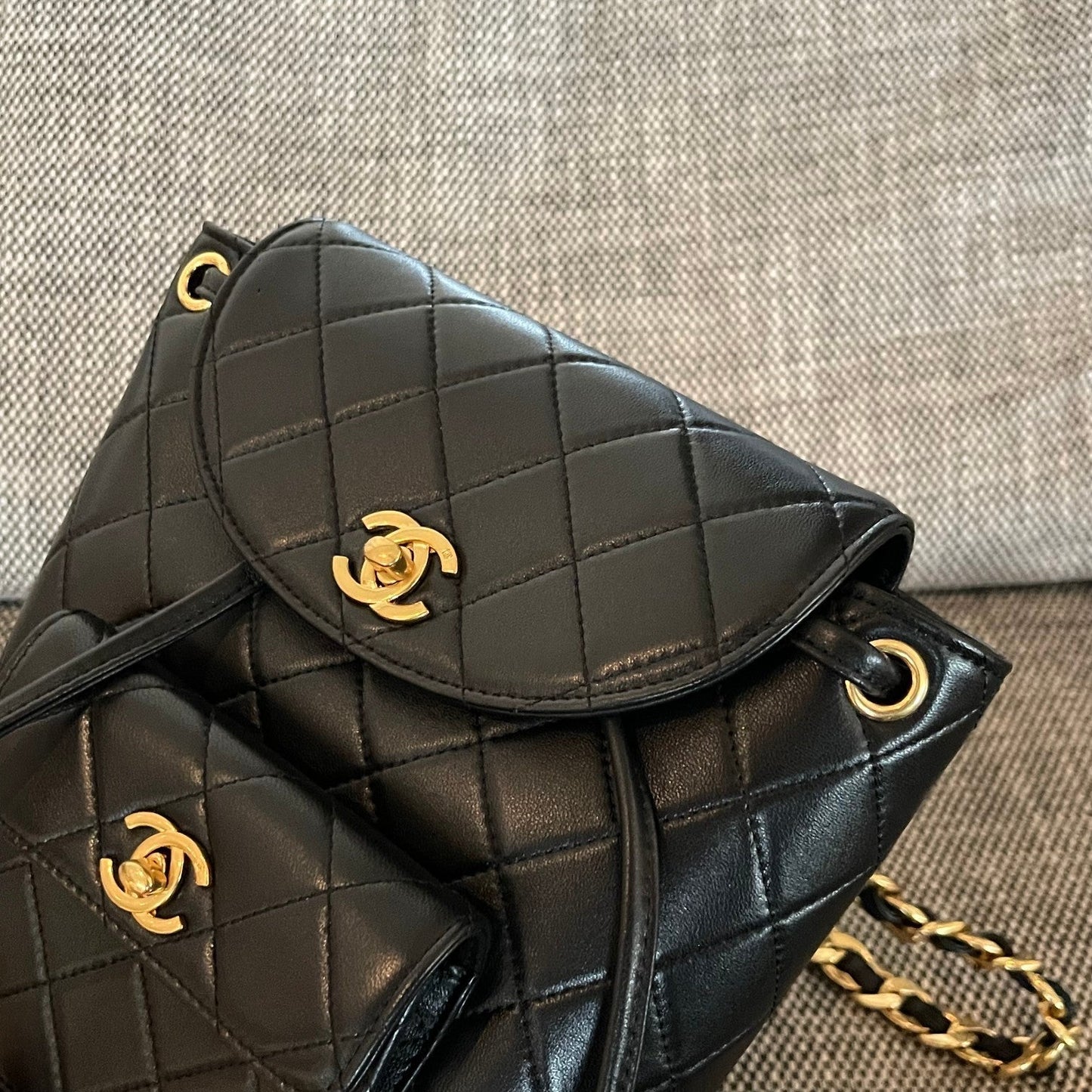 CC Mini Duma Backpack 21cm Black Lambskin
