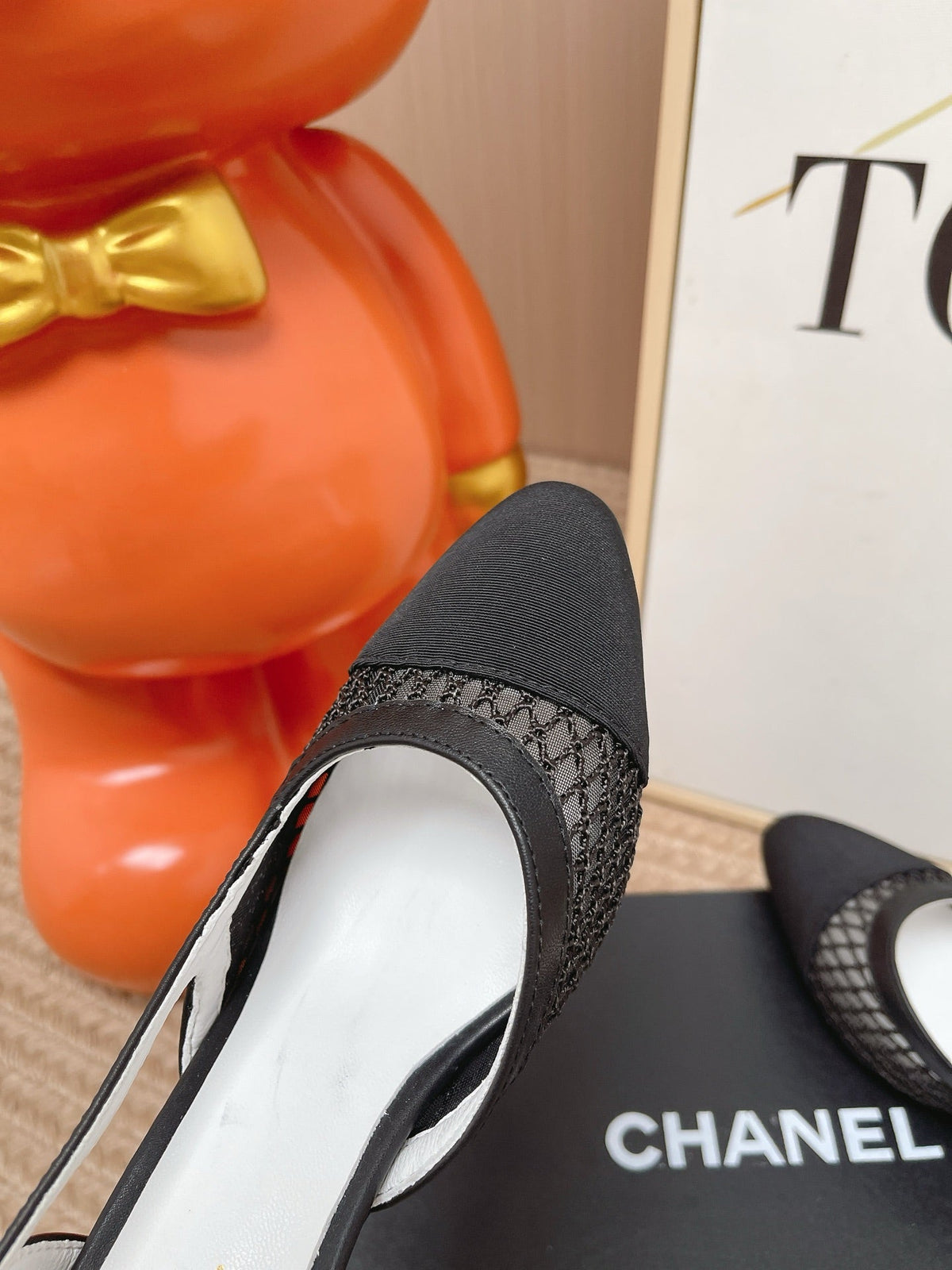 CC Slingback Pumps Black Mesh Fabric 854590