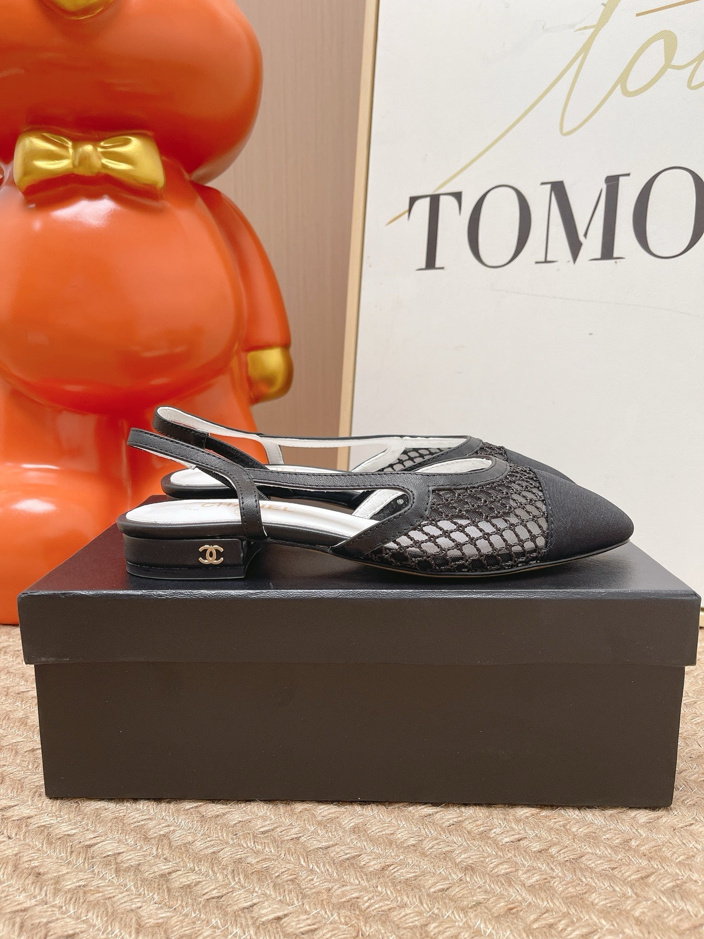 CC Slingback Flats Black Mesh Fabric 854587