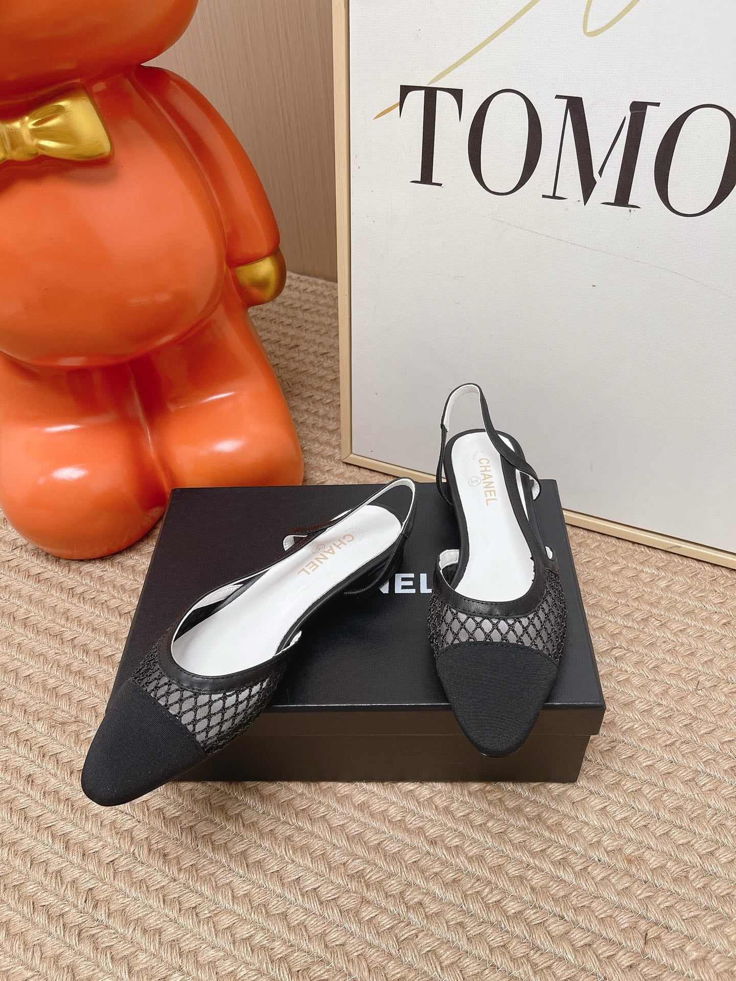 CC Slingback Flats Black Mesh Fabric 854587