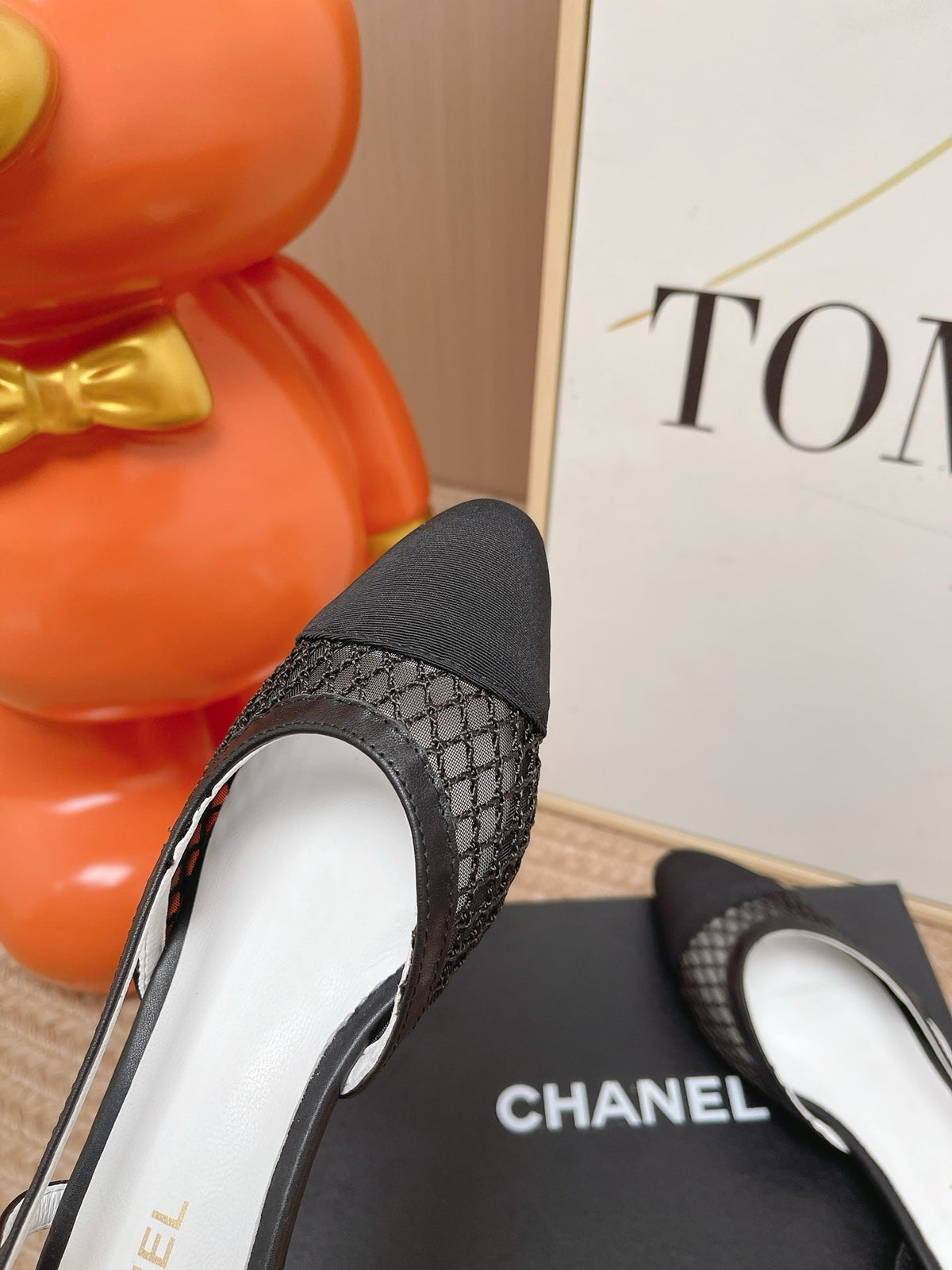CC Slingback Flats Black Mesh Fabric 854587