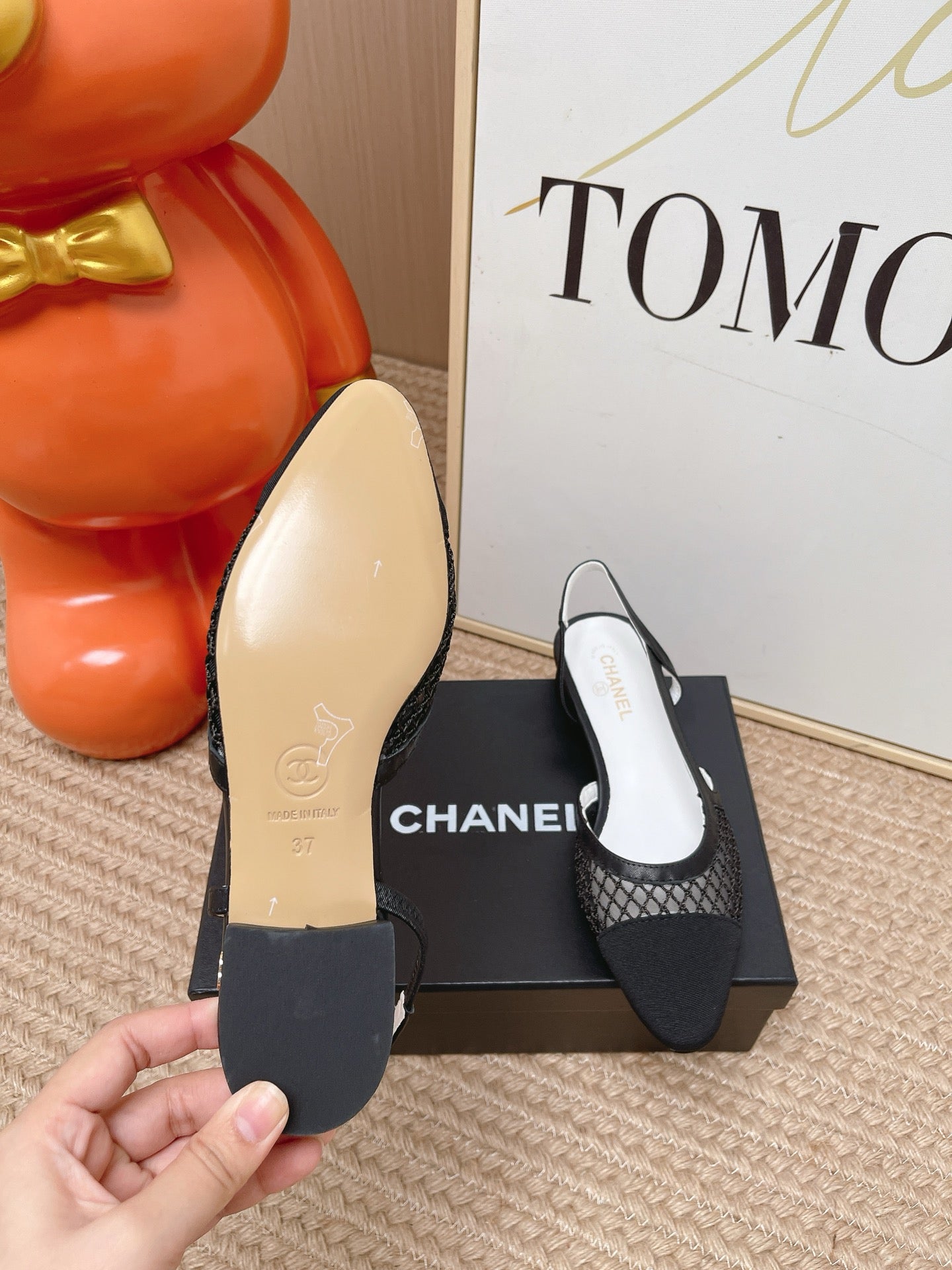 CC Slingback Flats Black Mesh Fabric 854587