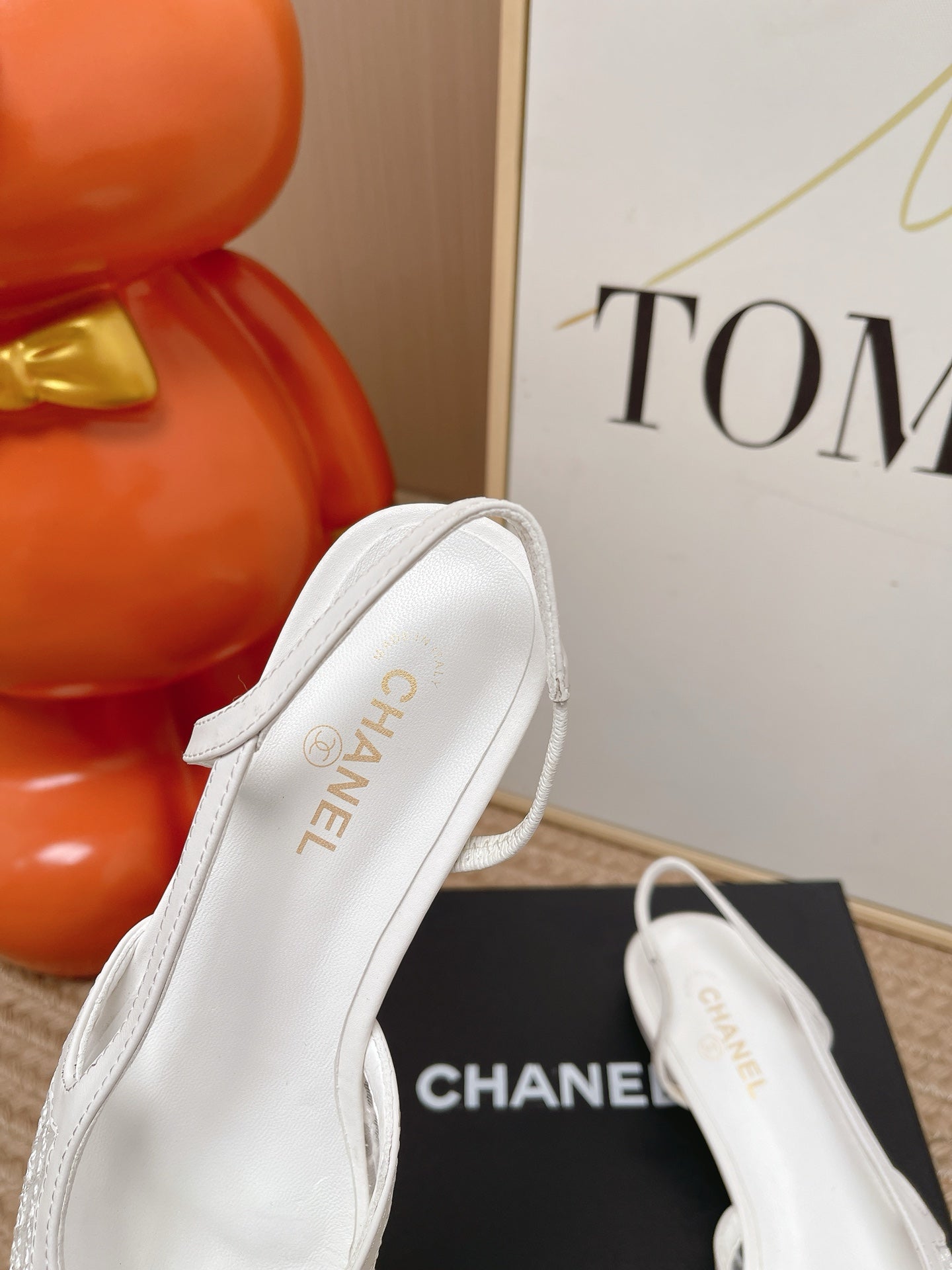 CC Slingback Flats Black White Mesh Fabric 854586