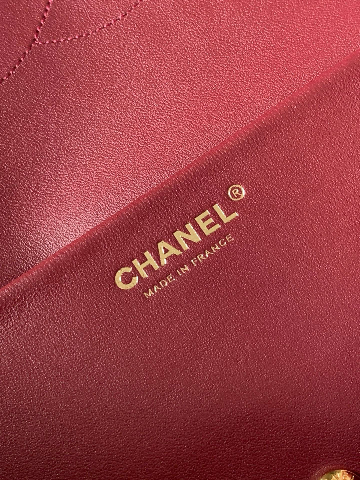CC Croc Embossed Flap Bag 38.5cm Red Imported Leather 157997