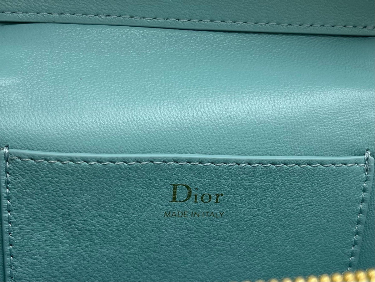 CD Cannage Vanity Chain Bag 19cm Turquoise Blue Cowhide 158123