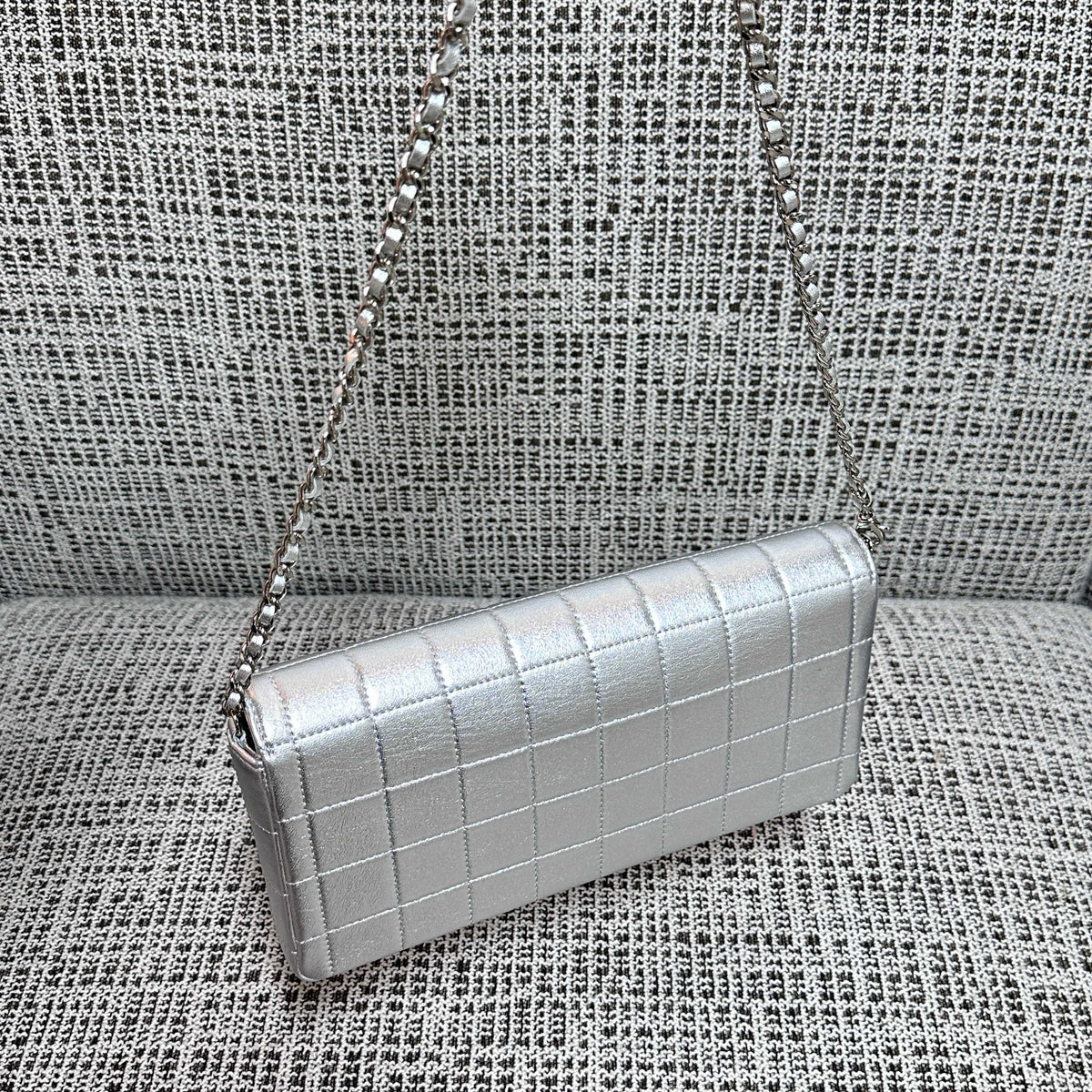 CC East-West Flap Bag 26cm Silver Lambskin