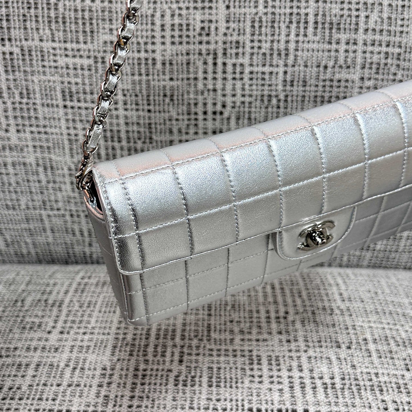 CC East-West Flap Bag 26cm Silver Lambskin