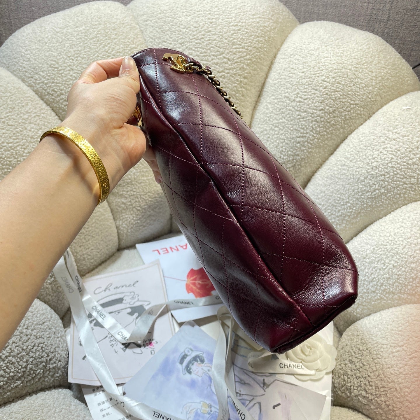 CC 26S Large Tote Bag 40cm Burgundy Calfskin GHW
