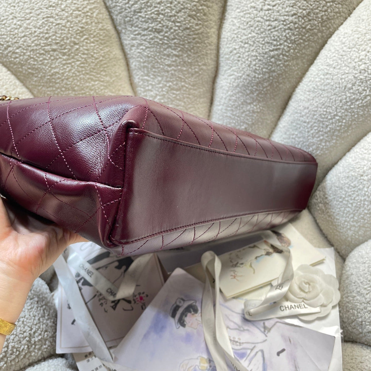 CC 26S Large Tote Bag 40cm Burgundy Calfskin GHW