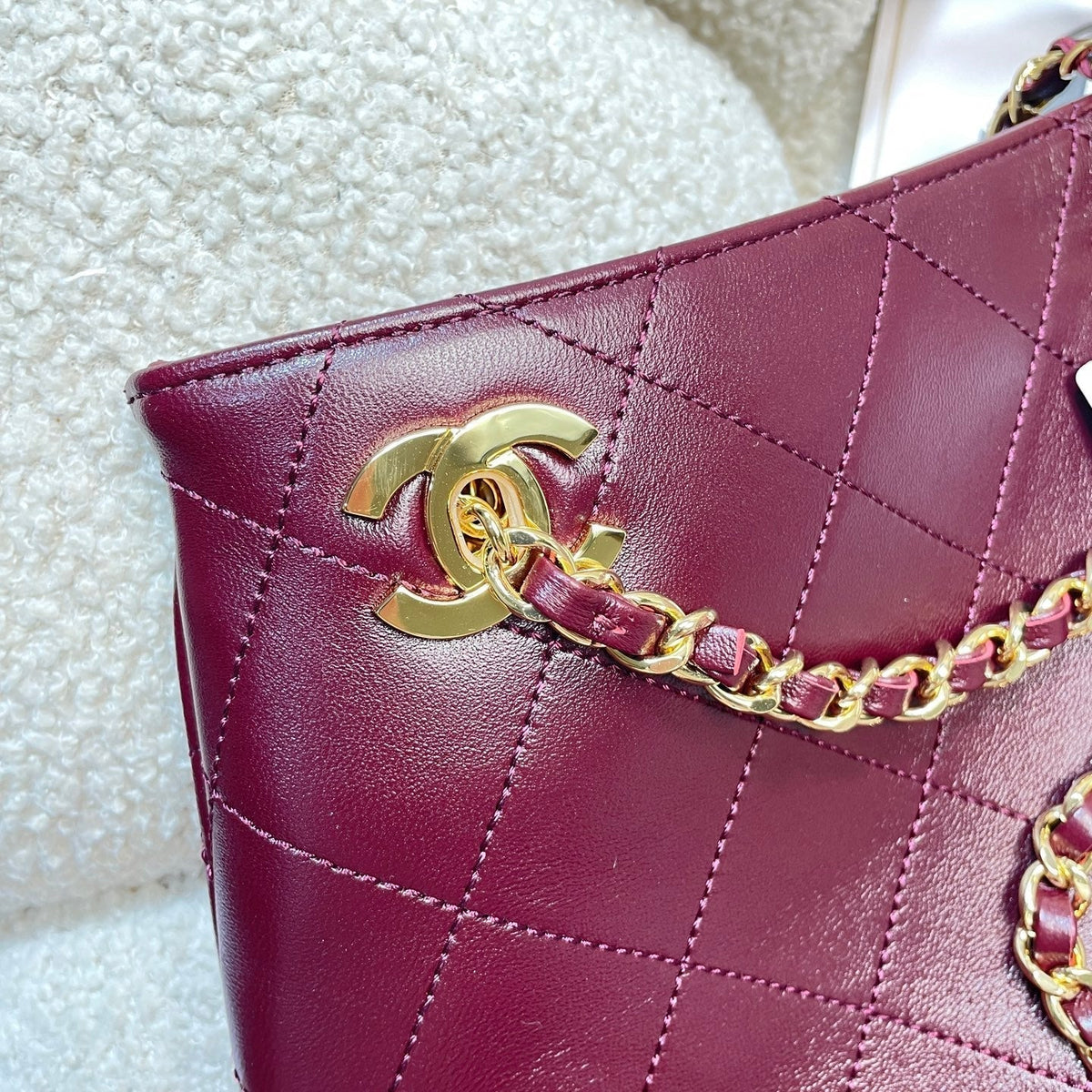 CC 26S Large Tote Bag 40cm Burgundy Calfskin GHW
