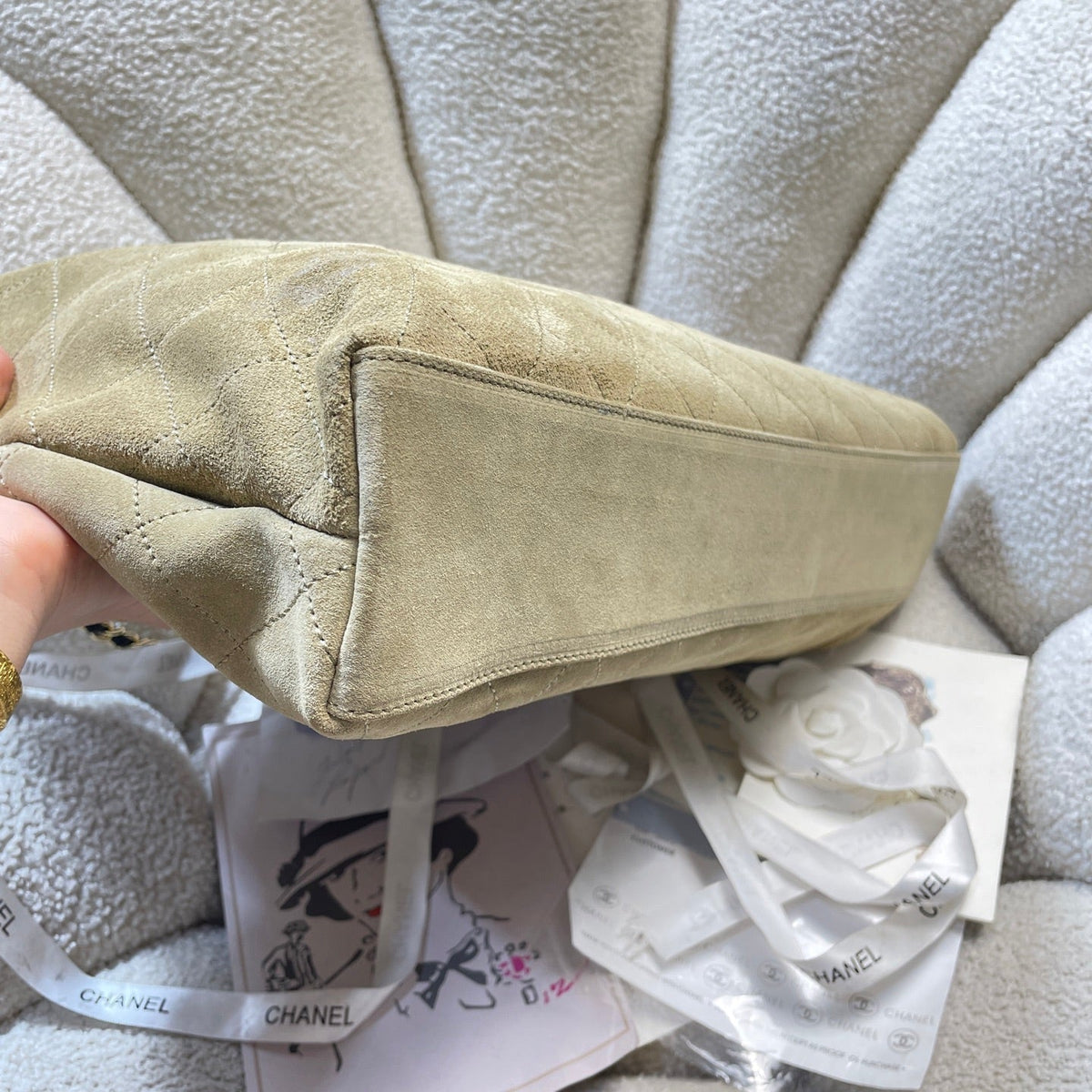 CC 26S Large Tote Bag 40cm Beige Suede